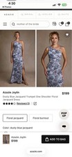 Azazie Joylin Dusty Blue Floral Jacquard One Shoulder Dress