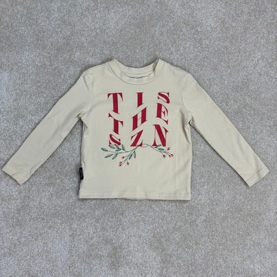 Tiny Tribe Australia The SZN Long Sleeve Top Toddler Sz 2T Beige Graphic Holiday