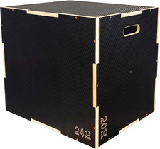 Fitvids 3 in 1 Non-Slip Wooden Plyo Box Plyometric Box Jumping Exercise, Multipl