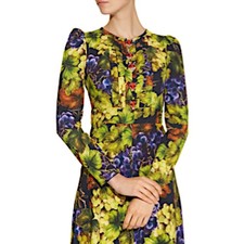NWT Dolce & Gabbana Grape Print Embellished Dress Yellow IT 46 / XL