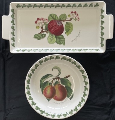 PORTMEIRION POMONA RECTANGULAR 15  TRAY MORNING APPLE & BOWL 8.5  ORANGE PEAR