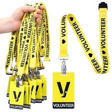 25 Pack Volunteer Lanyard with PVC Plastic Card Pass Volunteer Badges ID Brea