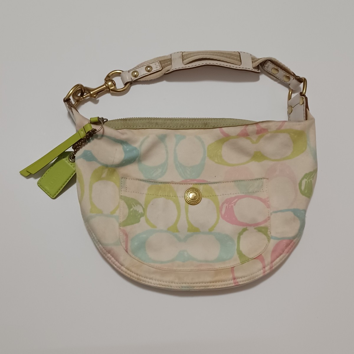 Coach Soho Signature Multicolor Canvas Hobo Shoulder Bag Purse Y2K 