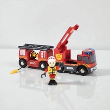 BRIO Fire Truck 33811 Light  Sound Toy Vehicle for Wooden Railway Playset