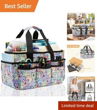 Elegant Craft Storage Organizer Tote Bag - Stylish Cat Print with 3 Compartments