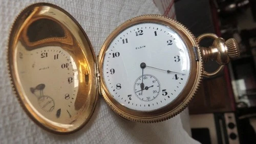 Antique Large Elgin Pocket Watch 7 jewel Gold Filled 25 year