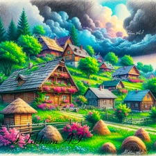Digital Art Image Pencil Drawing Style Landscape Wallpaper Desktop Background