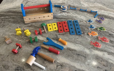 Melissa  Doug Wooden Toy Lot - Fishing Game Magnetic and Tool Box