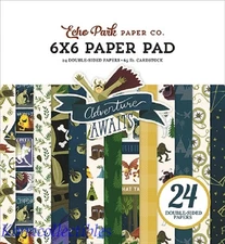 Echo Park 2018 Adventure Awaits Paper Pad 6"X6-24Dbl Sided Wild, camping, sailin