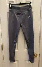 Gymshark Leggings Womens Medium High Waisted Logo Full Lenght Bluish Gray