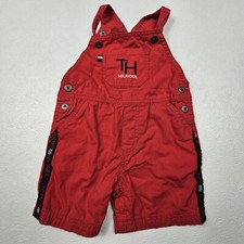 Tommy Hilfiger Toddler Boys Size 18 Months Bib Shortalls Red Snap Crotch Logo