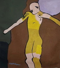 Keith Vaughan Signed Abstract Oil Painting on Canvas - British Modern Art