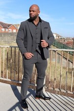 Mens Charcoal Grey Three Piece Suit Plus Size Large XL Big Tall 50 52 54 56 58