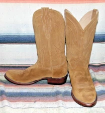 Mens JRC & Sons Brown Roughout Leather Handmade Cowboy Boots 10 D Excellent Cond