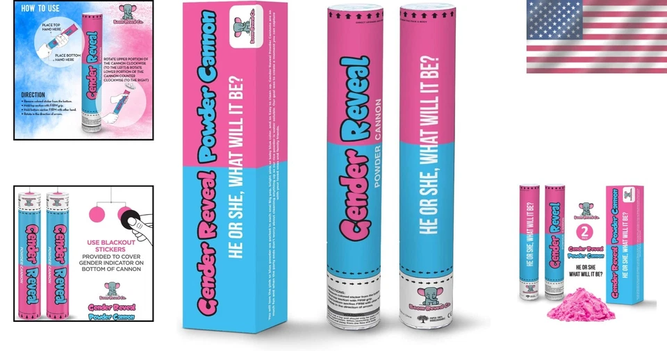 令人兴奋的 12 英寸性别揭示粉炮 - 粉色或蓝色婴儿淋浴用 — 第 2/4 张图片