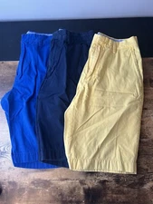J Crew Lot Of 3 Chino Shorts Casual Yellow Navy BlueCotton 14054 Mens 30