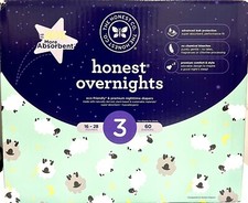 Honest Overnights 3 Pk Diapers In Box 16 - 28 Lbs 20 More Absorbency- 60 Ct