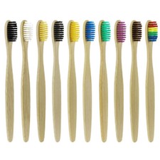 20Pcs Eco Friendly Natural Bamboo Toothbrush Wood Medium Adult Pack Mix Color