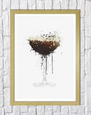 ESPRESSO MARTINI -DEEP FRAMED CANVAS WALL SPLASH ART PICTURE PAPER PRINT- BROWN
