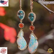 925 Silver Cubic Zirconia Earrings Ear Hook Drop Dangle Gift Wedding Jewelry NEW