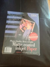 IBM Matte Coated Ink Jet Paper Super White Heavyweight 8.5x11 100 sheets SEALED