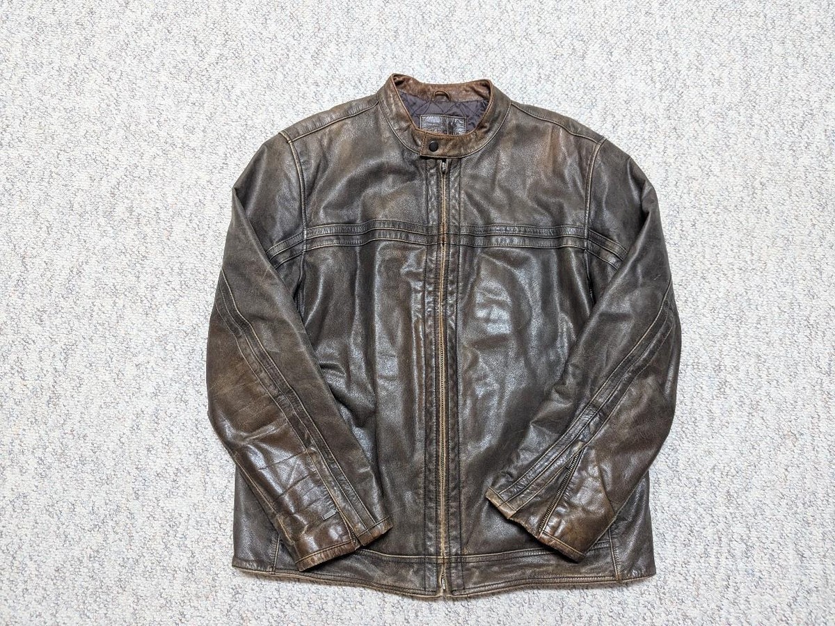 vintage 1990s motorcycle jacket L brown leather PATINA mad max 44