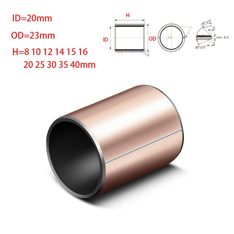 5pz Manicotto boccola orso acciaio cuscinetto composito autolubrificante 20 ID 8-40mm L