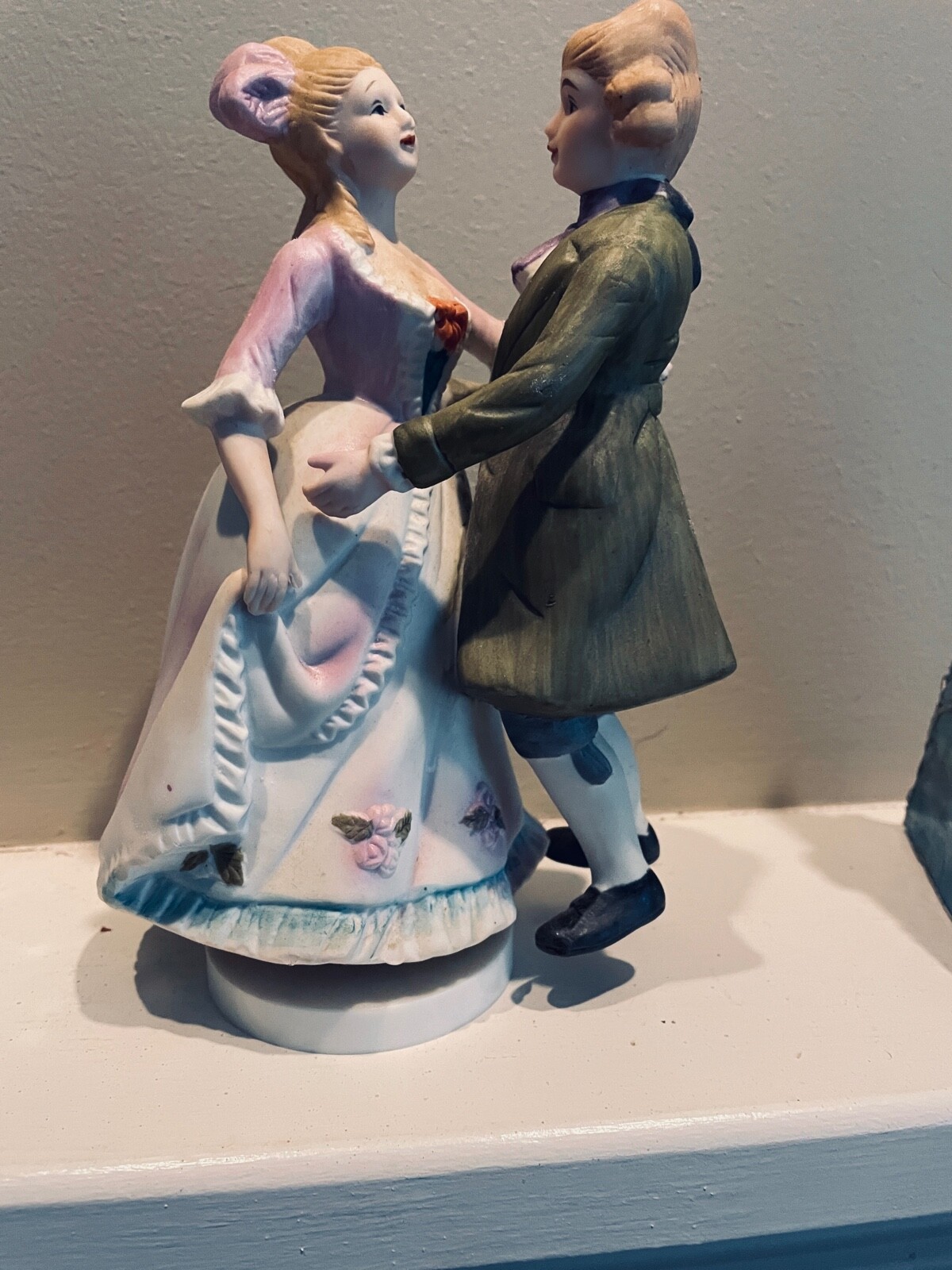 Vintage Revolving Musical Figurine, Victorian style dancers, Somewhere