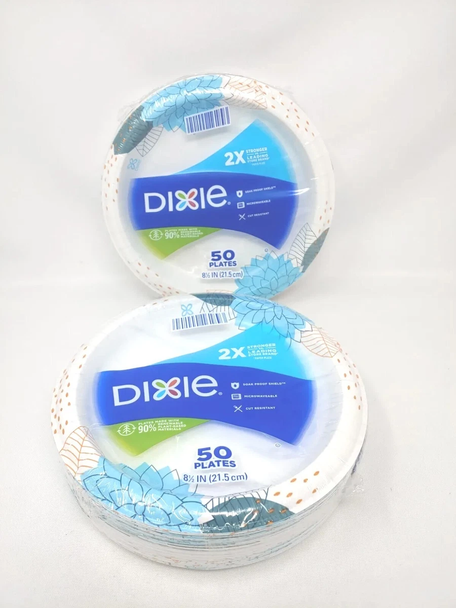 Dixie Disposable Paper Plates 8.5 in, 50 count. Disposable Plates-2  pack=100 ct