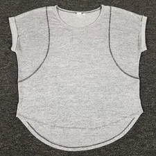 Gap Top Womens Medium Gray Cap Sleeve Loose Fit Casual Baggy Pullover Shirt