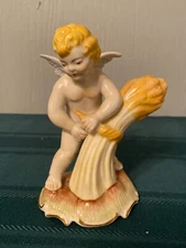 Vtg Handpainted Dresden Karl Klette Cherub With Wheat Figure Handerbeit 2040