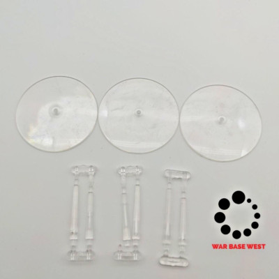 Lot Of 3 60mm Large Round Flying Bases + Stems Used For Warhammer 40K & AoS