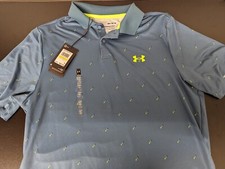 Mens Under Armour Golf Polo Shirt UA Performance 3.0 Deuces Blue Size Medium NWT
