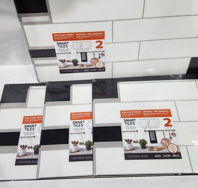 Smart Tiles Oslo White Vinyl Peel and Stick Tile (lot of 4-2 pks) SM1135G-02-QG