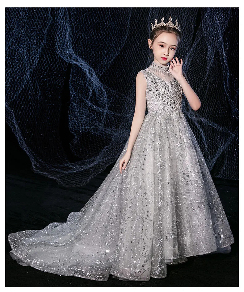 Girl Sequin Lace Communion Dresses Glitz Ball Gown Flower Dress Banquet