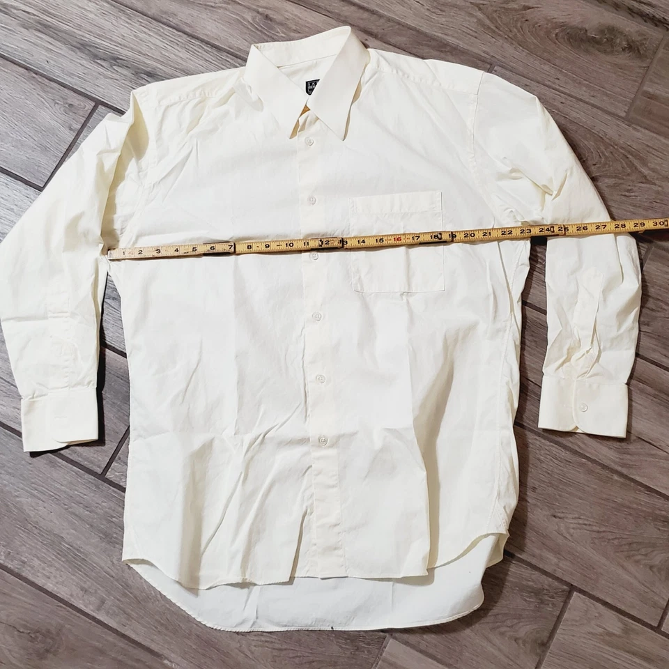 Camisa de vestir para hombre Ike Behar patrón crema lisa talla 16-33" Foto 3 de 4