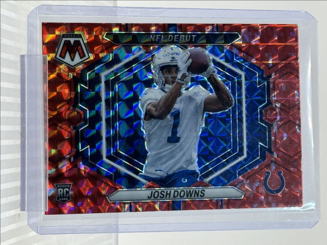 JOSH DOWNS 2023 MOSAIC NFL DEBUT RED CAMO PRIZM ROOKIE RC Q2568