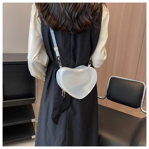 Love Peach shaped Transparent Women's Bag Jelly Bag Crossbody Bag One Shoulder - Picture 8 of 16