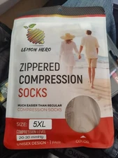 Zippered Compression Socks Zipper Safe Guard Open Toe 20-30 mmhg 5XL