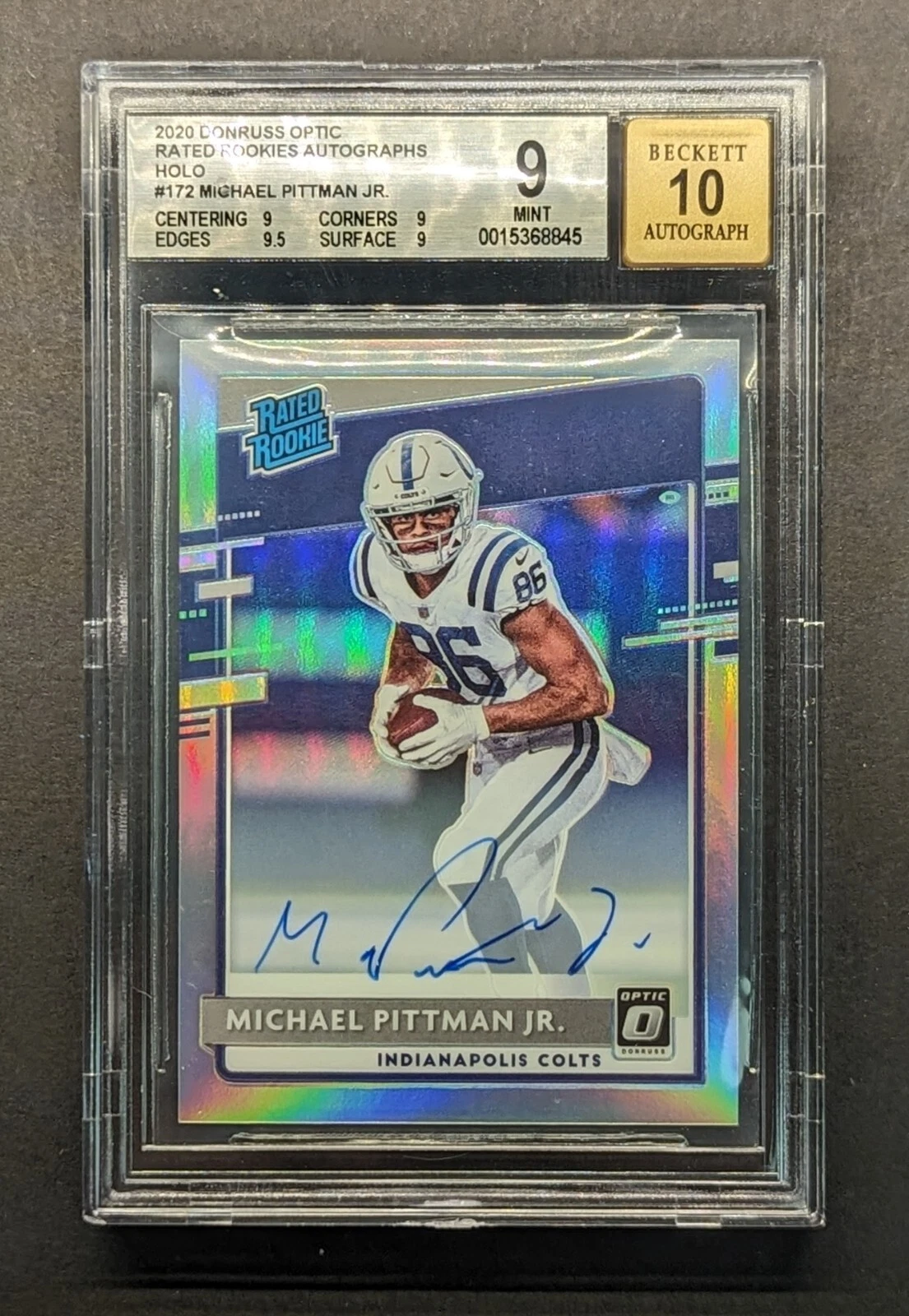 Michael Pittman Jr. Panini Chronicles Clearly Donruss Rated Rookies #RRMP Autograph-Holo Gold