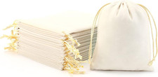 50Pcs Velvet Jewelry Bags with Drawstring Cream Pouches Gift Bags for Wedding Fa