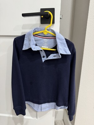 French Toast School Uniform Unisex Long Sleeve Collar Shirt Navy blue XS 4/5