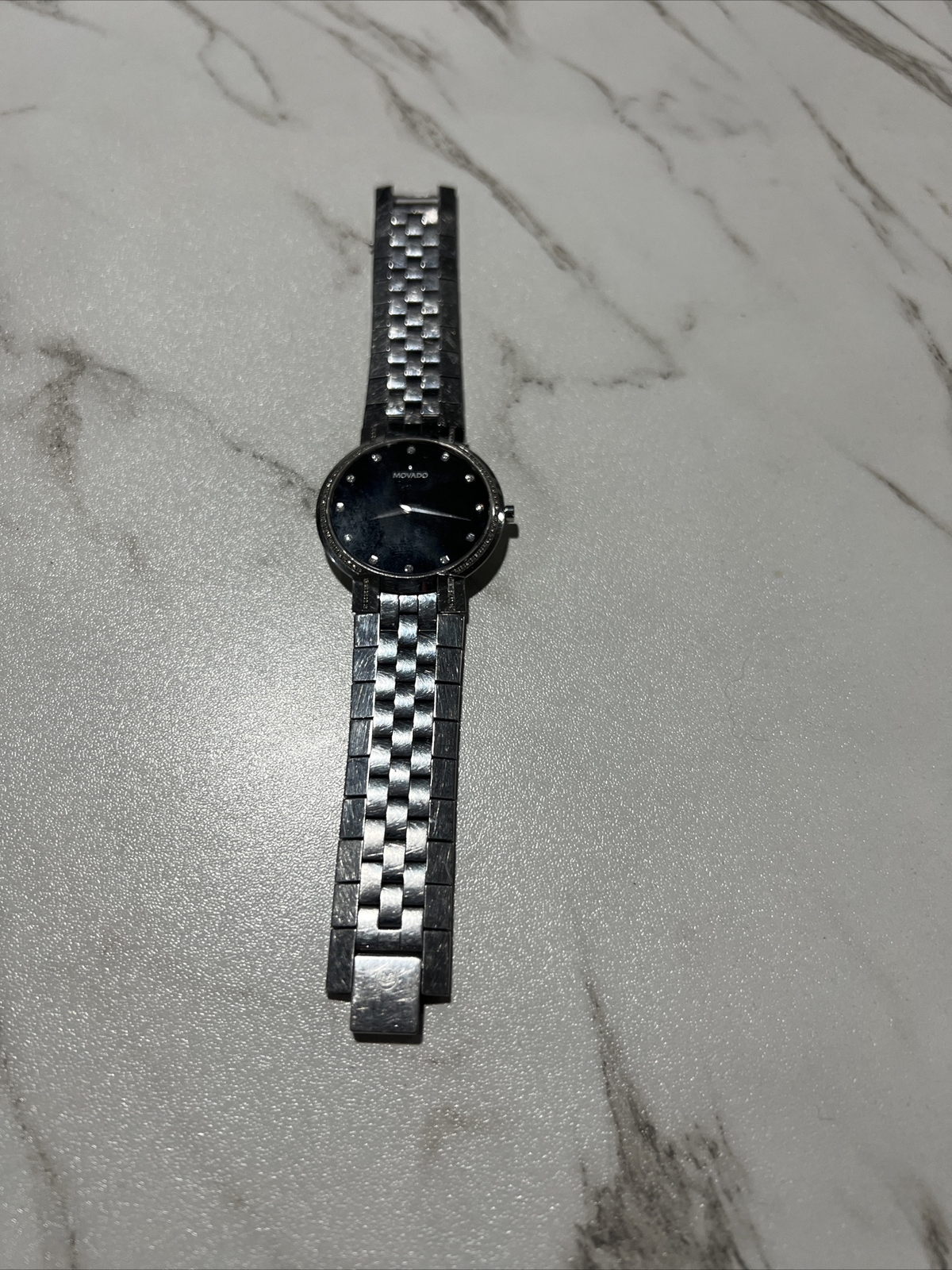 Authentic Movado Faceto 38mm Diamond Dial Stainless Steel Mens