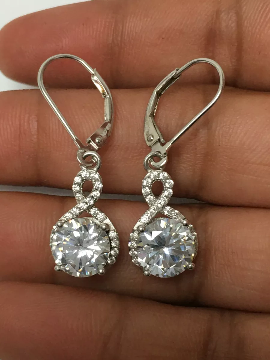 White stone cheap dangle earrings