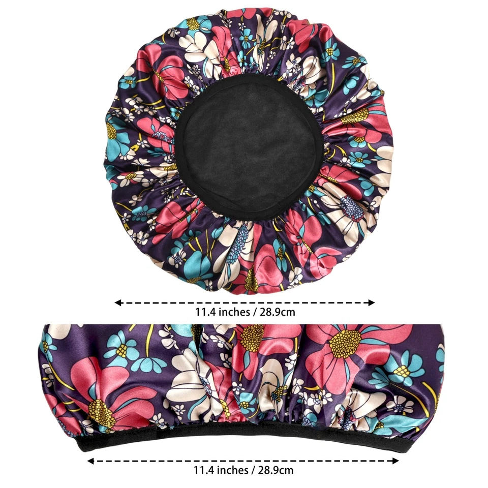 Touca de banho feminina impermeável – 3 camadas forrada de terry, capa de cabelo de banho reutilizável - Imagem 4 de 4