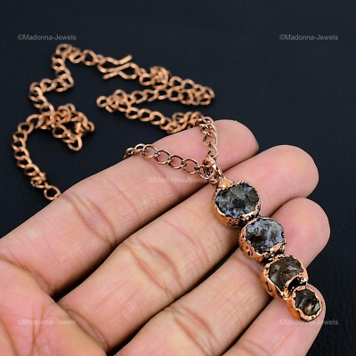 Green Druzy Necklace Electroformed Copper Necklace Aquamarine Rough