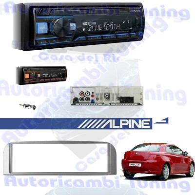 Radio Kit Autoradio ALPINE UTE-200BT + 1DIN Blende Grau Alfa GT