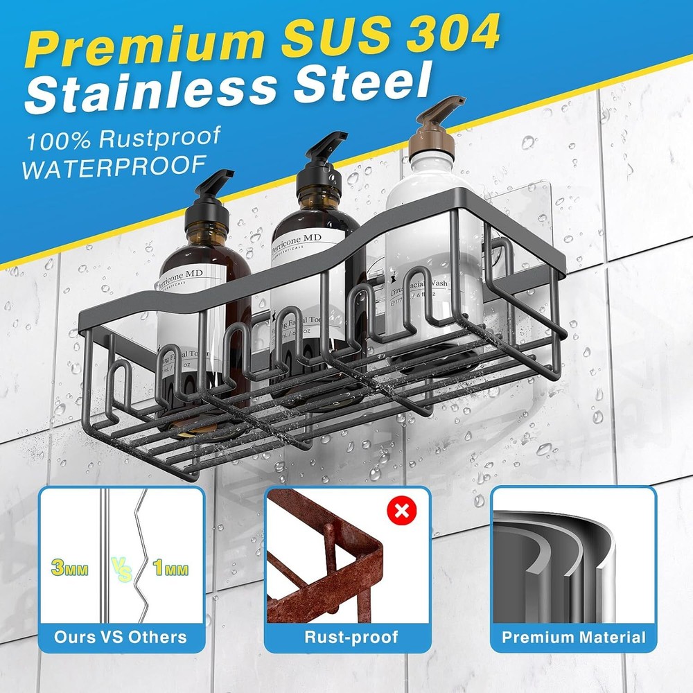 Shower Caddy 5 Pack,Adhesive Organizer for Bathroom Storage&Home Grey