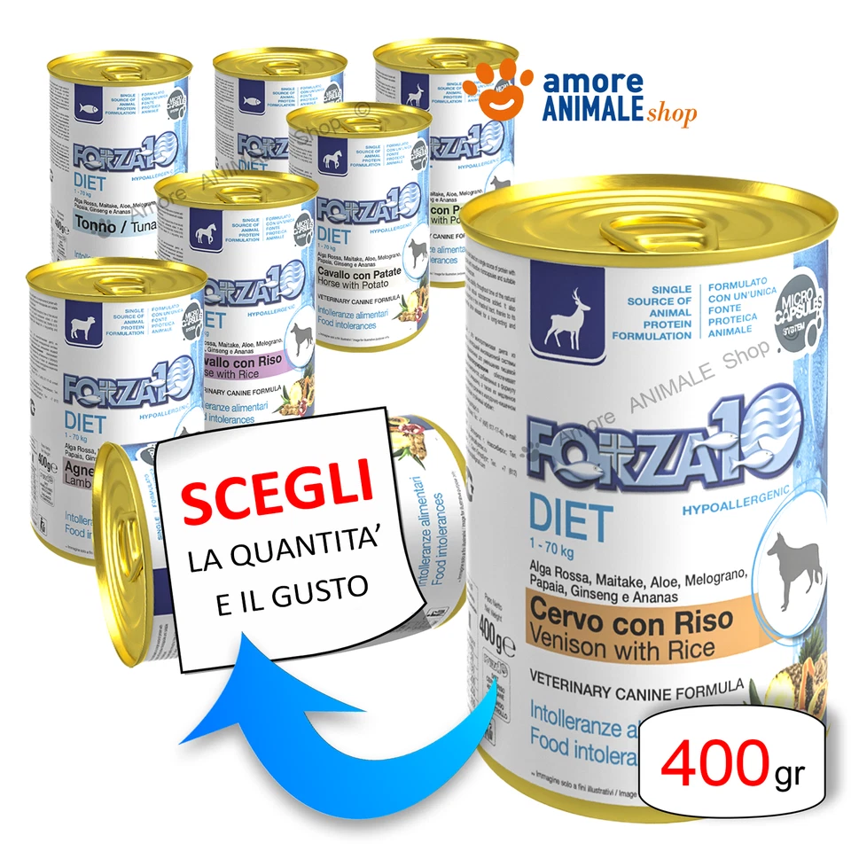 Forza10 PATE' DIET → Lattine da 400 gr - GUSTI A SCELTA - Umido Per Cane, Cani