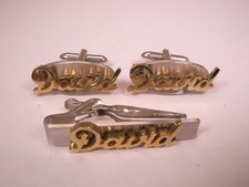 David Monogram Initial Letter Font Name Vintage SWANK Cuff Links & Tie Bar Clip